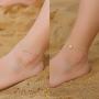 MONOZO Ankle Bracelets for Women Initial Anklet, 14k Gold Filled Layered Sunflower Ankle Bracelets Cute Boho Anklets with Initial Letter Ankle Bracelets for Teen Girls Jewelry Gifts