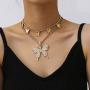 Statement Big Butterfly Pendant Necklace - Rhinestone Tennis Chain Butterfly Choker Set for Women Girls, Bling Bling Gold Silver Chain Iced Out Necklace Jewelry Gifts