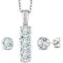 Gem Stone King 925 Sterling Silver Sky Blue Aquamarine and White Diamond Pendant Earrings Set For Women (2.04 Cttw with 18 inch Silver Chain) Gem Stone King 925 Sterling Silver Sky Blue Aquamarine and White Diamond Pendant Earrings Set For Women (2.04 Cttw with 18 inch Silver Chain)