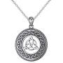 925 Sterling Silver Jewelry Oxidized Good Luck Irish Knot Celtic Medallion Round Pendant Necklace, 20 inch