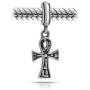 Religious Key Of Life Egyptian Ankh Cross Dangle Charm Bead For Women Teen Oxidized .925 Sterling Silver Fits European Bracelet