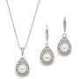 Mariell Wedding Necklace and Earrings Pearl Jewelry Set with Inlaid CZ Frame for Bridesmaids & Brides