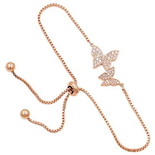 WeimanJewelry Love Gift Cubic Zirconia CZ Bridal Butterfly Adjustable Bracelet for Women