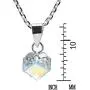 AeraVida Gleaming Mirror Fashion Crystal Cube Prism .925 Sterling Silver Pendant Necklace