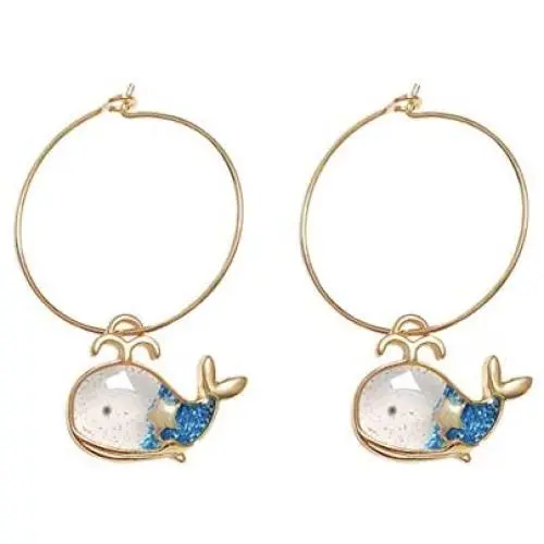 Whale Earrings for Women,Cute White Whale Hoop Dangle Earrings,Funny Animal Earrings with 925 Sterling Silver Hook Hypoallergenic,Ocean Jewelry Gifts for Girls