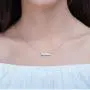 CiNily Thin Bar Necklace White Gold Plated Opal Pendant Necklace for Women Girls CiNily Thin Bar Necklace White Gold Plated Opal Pendant Necklace for Women Girls