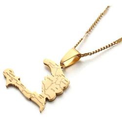 The Republic of Haiti Map Pendant Necklace Chain Port-AU-Prince Map Jewelry