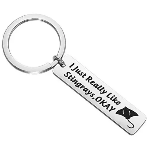 BEKECH Stingrays Keychain I Just Really Like Stingrays Okay Stingrays Jewelry Manta Ray Keychain Ocean Sea Jewelry Ocean Style Key Ring Gift for Stingrays Lovers