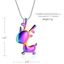 Cute Small Deer Cremation Jewelry for Ashes Stainless Steel Memorial Urn Necklace for Ashes Holder Keepsake Fawn Pendant Necklace for Women