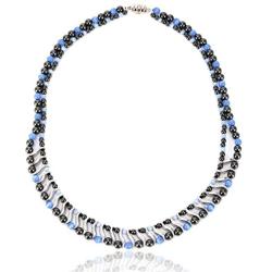 Elegant Womens Hematite Magnetic Therapy Necklace with Healing Stones Pain Relief for Neck Arthritis Migraine Headaches Shoulders and Back (Regular, Blue Cat Eye)