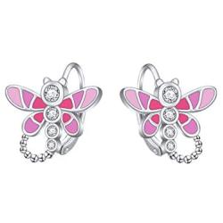 S925 Sterling Silver Animal Leverback Stud Dangle Earrings, Butterfly Dragonfly Ladybug Cat Bear Earrings