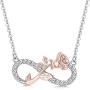 Sllaiss Sterling Silver Infinity Rose Pendant Necklace for Women Sets with Austria Zirconia 18K White Gold Plated Jewelry with Gift Box