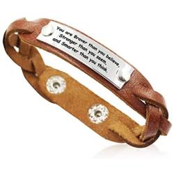 YOYONY Mens/Womens Inspirational Message Braided Leather Bracelets/Bangles for Sports.