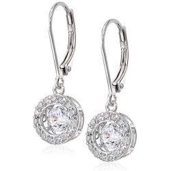 925 Sterling Silver Dancing Cubic Zirconia Love Knot, Halo or Twisted Knot Drop Earrings