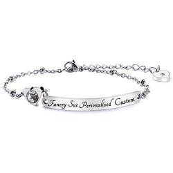 Fanery Sue Personalized Bracelet Customized Engraved She Believes She Could So She Did Zircon Adjustable Link Chain Inspirational Bracelet