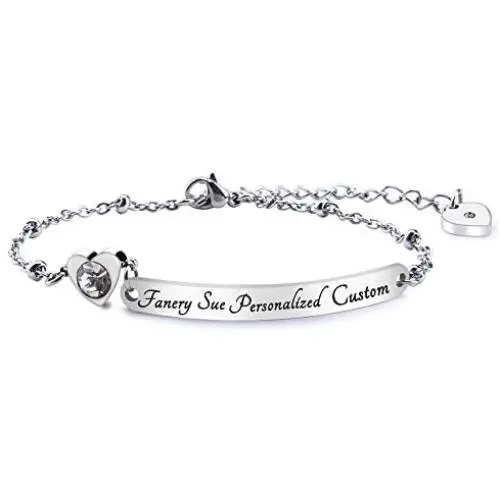 Fanery Sue Personalized Bracelet Customized Engraved She Believes She Could So She Did Zircon Adjustable Link Chain Inspirational Bracelet