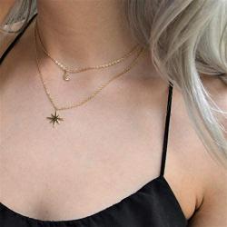 DELLA MODA Dainty Little North Star CZ Gold Necklace | 18k Gold Plated Hypoallergenic Brass