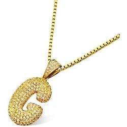 VANAXIN Initial Letter Pendant Necklace,14K Gold Plated Alphabet Charm Men Women Hip Hop Jewelry A to Z
