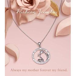 Giraffe Necklace for Mom from Daughter Sterling Silver Always My Mother Forever My Friend Giraffe Jewelry Gift for Women