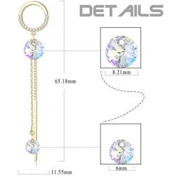 Sllaiss Aurora Linear Drop Earrings for Women with Swarovski Crystals 14K Gold Plated Dangle Earrings Fashion Jewelry Gifts