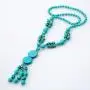 Amazon Day Deals Turquoise Long Beaded Bohemia Necklace for Women Vintage Ethnic Alloy Pendant Jewelry & Earring Set