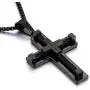 YL Mens Cross Necklace 316L Stainless Steel Bigger Jesus Christ Pendant White/Gold/Black Rolo Chain Jewelry