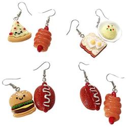 New Funny Fast Food Hamburger Sandwich Pizza Shape Drop Earrings for Women Girls Fashion Creative Female Trendy Dangle Earrings