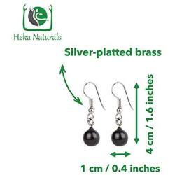 Heka Naturals Shungite Earrings for Women, EMF Protection Jewelry Made of Shungite Stone | Anti-Radiation Shungite Earrings