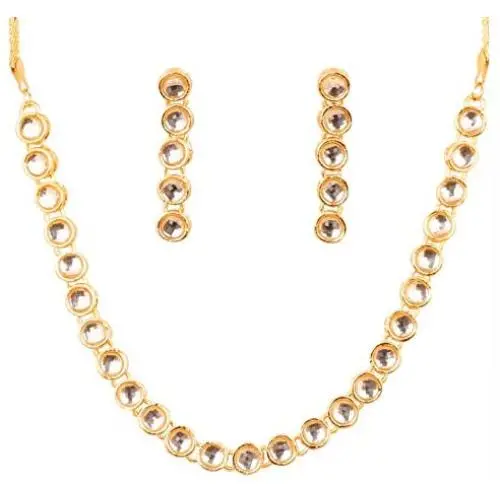 Touchstone Indian Bollywood Intricately Crafted Diamond Look Rhinestone Crystal Colorful Wedding Designer Jewelry Necklace Set in Gold and Silver Tone for Women.
