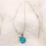 Women Ocean Heart Pendant Necklace, Heart Cut Crystal Simulated Aquamarine White Gold Plated Adjustable Chain Jewelry for Birthday Party Wedding Engagement Xmas Gift