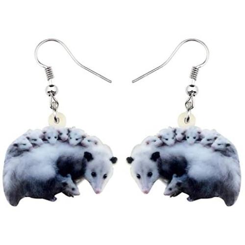 NEWEI Acrylic Possum Didelphid Earrings Dangle Drop Unique Animal Jewelry For Women Girl Charm Gift