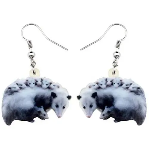 NEWEI Acrylic Possum Didelphid Earrings Dangle Drop Unique Animal Jewelry For Women Girl Charm Gift
