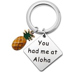 SEIRAA You Had Me at Aloha Pineapple Keychain Hawaii Beach Gift Aloha Jewelry Tropical Vacation Gift for Her