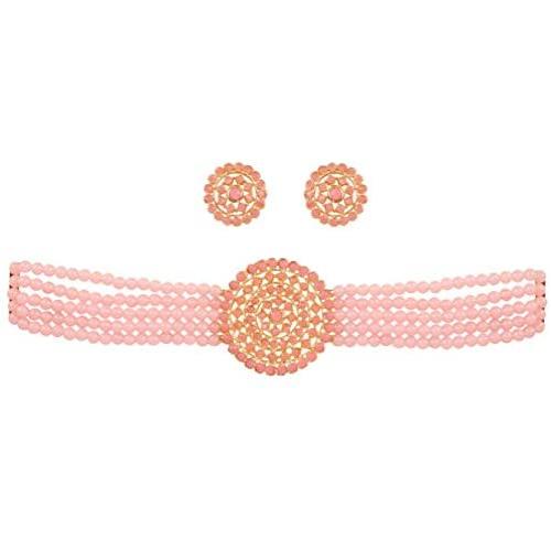 Touchstone''Padmavati Collection Indian Bollywood Traditional Faux Pearls Grand Designer Jewelry Choker Necklace Set in Antique Gold Tone for Women.