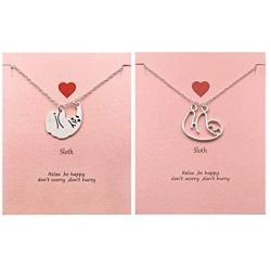 Your Always Charm 2Pcs Sloth Necklace,Hanging Hollow Sloth Frienship Necklace Sloth Gifts for Sloth Lovers