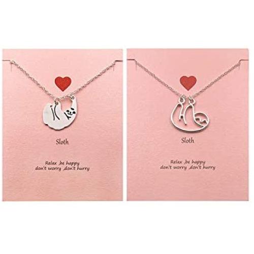 Your Always Charm 2Pcs Sloth Necklace,Hanging Hollow Sloth Frienship Necklace Sloth Gifts for Sloth Lovers