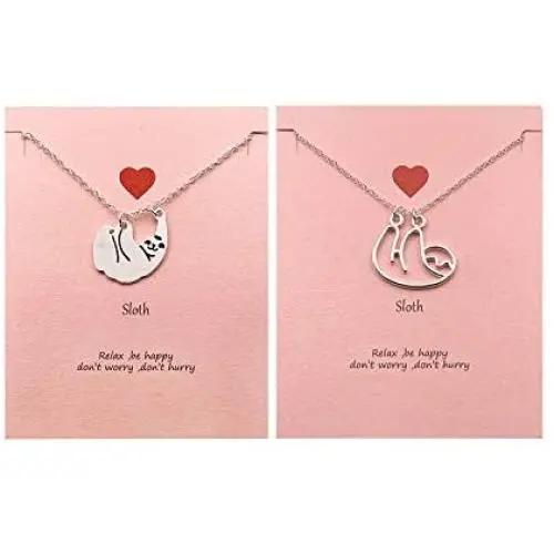 Your Always Charm 2Pcs Sloth Necklace,Hanging Hollow Sloth Frienship Necklace Sloth Gifts for Sloth Lovers