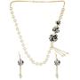 Efulgenz Black Floral Faux Pearl Beads Strand Necklace Earrings Fashion Costume Jewelry Set for Women Girls