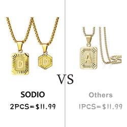 Sodio 24K Gold Initial Necklaces for Men 2 pcs Set - Gold Coin Necklace with Initial from A to Z- Men and Women Pendant Initial Necklaces Jewelry