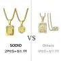 Sodio 24K Gold Initial Necklaces for Men 2 pcs Set - Gold Coin Necklace with Initial from A to Z- Men and Women Pendant Initial Necklaces Jewelry