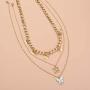 S SNUOY Gold Layered Butterfly Choker Necklace for Women Fashion Butterfly Turcos Pendant Love Chain Jewelry