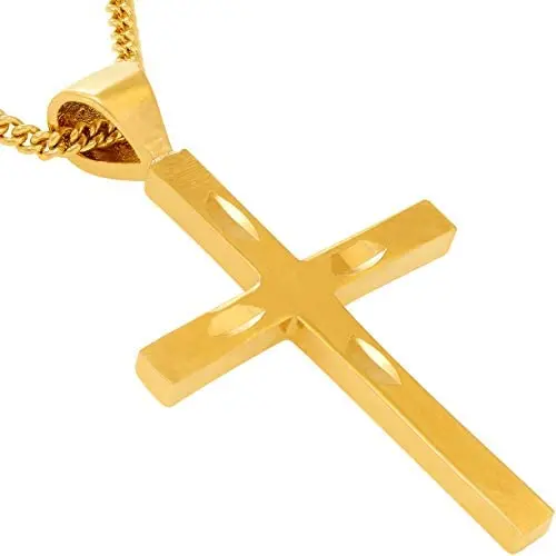 LIFETIME JEWELRY Four Diamond Cuts Cross Necklace 24k Gold Plated for Women Men LIFETIME JEWELRY Four Diamond Cuts Cross Necklace 24k Gold Plated for Women Men
