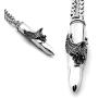 Warvik Biker Eagle Life to Ride Ride to Life Pendant Necklace Protection, Stainless Steel Jewelry Mens Womens Wheat Chain 20/28inch