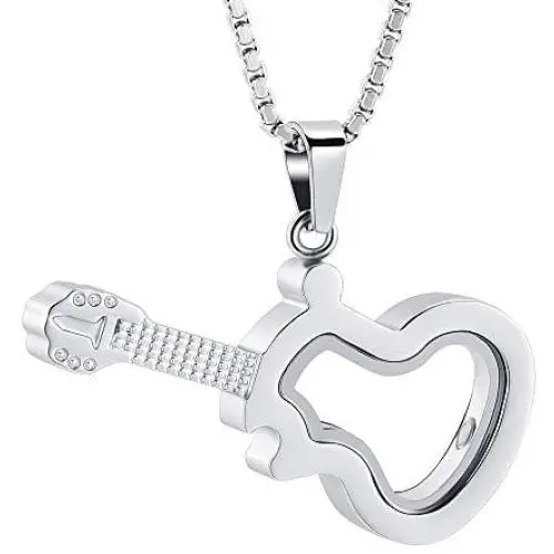 zeqingjw Glass Guitar Cremation Jewelry Urn Necklace Memorial Lockets for Ashes Stainless Steel Ashes Pendants Keepsake Jewelry zeqingjw Glass Guitar Cremation Jewelry Urn Necklace Memorial Lockets for Ashes Stainless Steel Ashes Pendants Keepsake Jewelry