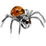 Ian and Valeri Co. Amber Sterling Silver Spider Pendant Necklace Сhain 18''