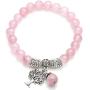 Top Plaza Stretch Rose Quartz Tree of Life Lucky Stone Bracelet Reiki Healing Crystal Gemstone Dangle Charms Pendant Birthstone Bracelet(6.2'')