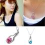 KEPKGO Love Heart Crystal Pendant Necklace with Unique Bottle Shape Valentines Day Jewelry Gifts for Womens Girls