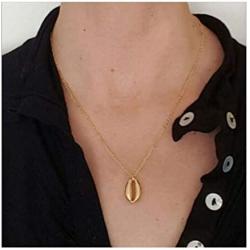 Yalice Simple Conch Shell Pendant Necklace Cowrie Necklaces Gold Jewelry for Women and Girls