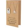 Quan Jewelry Father and Daughter Necklace Set, Dog Tag and Heart Charms Inspirational Gifts with Greeting Card