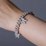 TOPGRILLZ 10mm 6 Times Plated Iced Out Small Charm Butterfly Diamond Cuban Link Bracelet for Women Novelty Jewelry Gifts